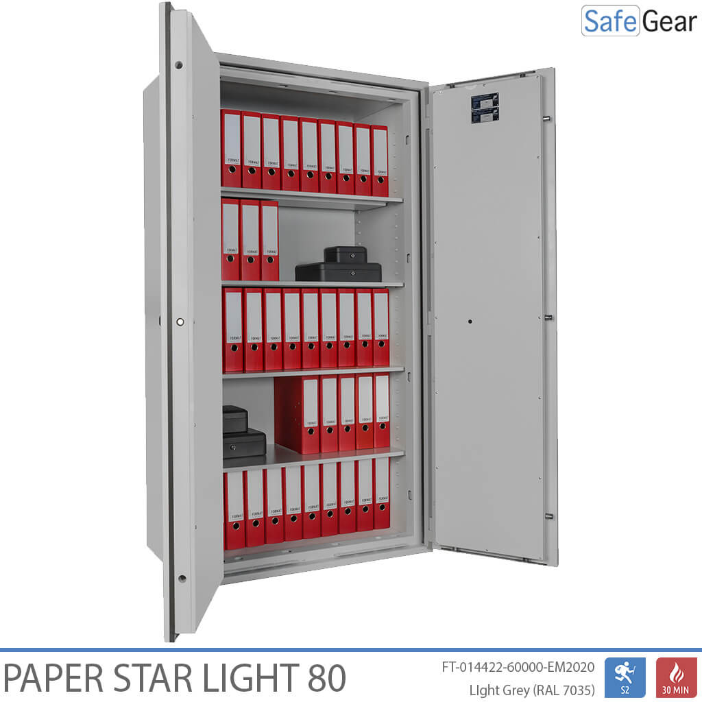 Paper Star Light 80 Cassaforte Documenti - 55 Raccoglitori - Test Antifurto S2 / Test Incendio 30 min
