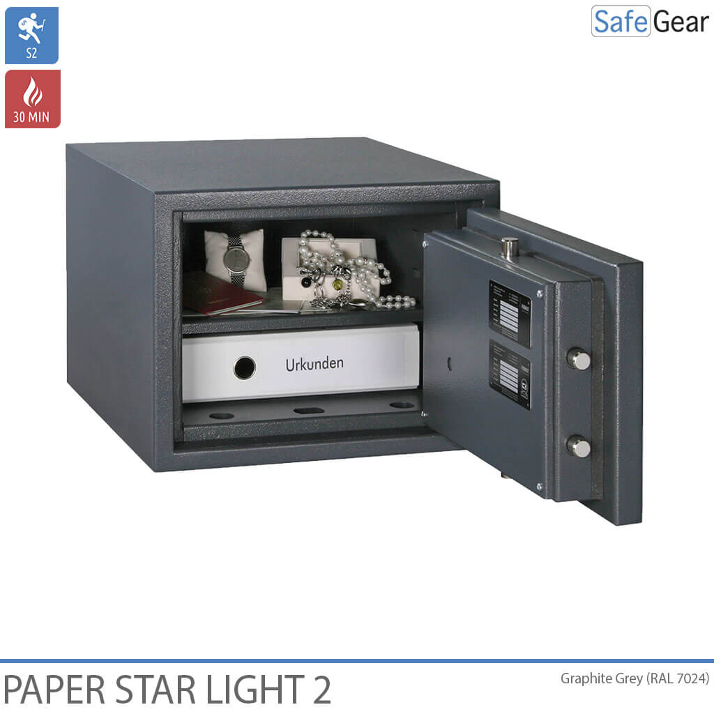 Paper Star Light 2 Cassaforte Ignifuga - 2 Raccoglitori - Prova di scasso Classe S2 / Prova di incendio 30 min