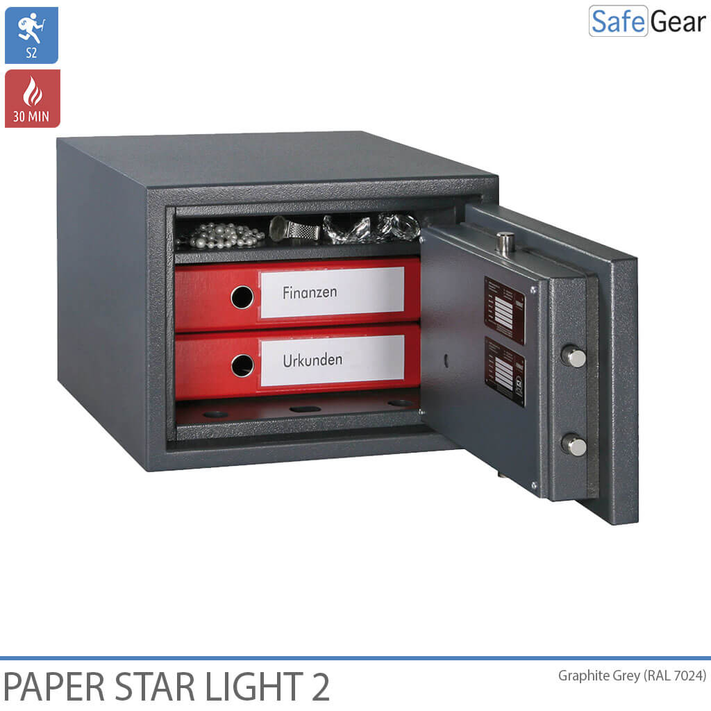 Paper Star Light 2 Cassaforte Ignifuga - 2 Raccoglitori - Prova di scasso Classe S2 / Prova di incendio 30 min