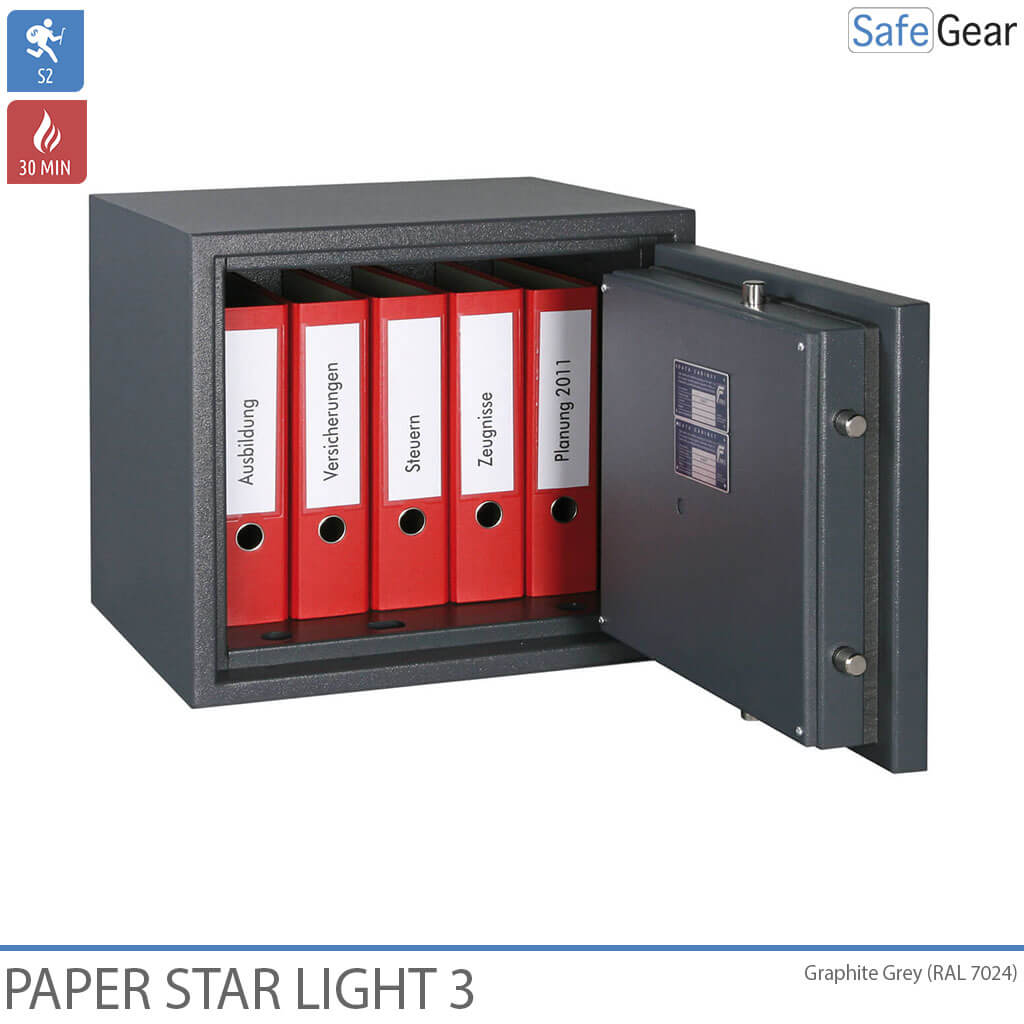 Paper Star Light 3 Cassaforte Ignifuga - 5 Raccoglitori - Test Antifurto Grado S2 / Test Incendio 30 min