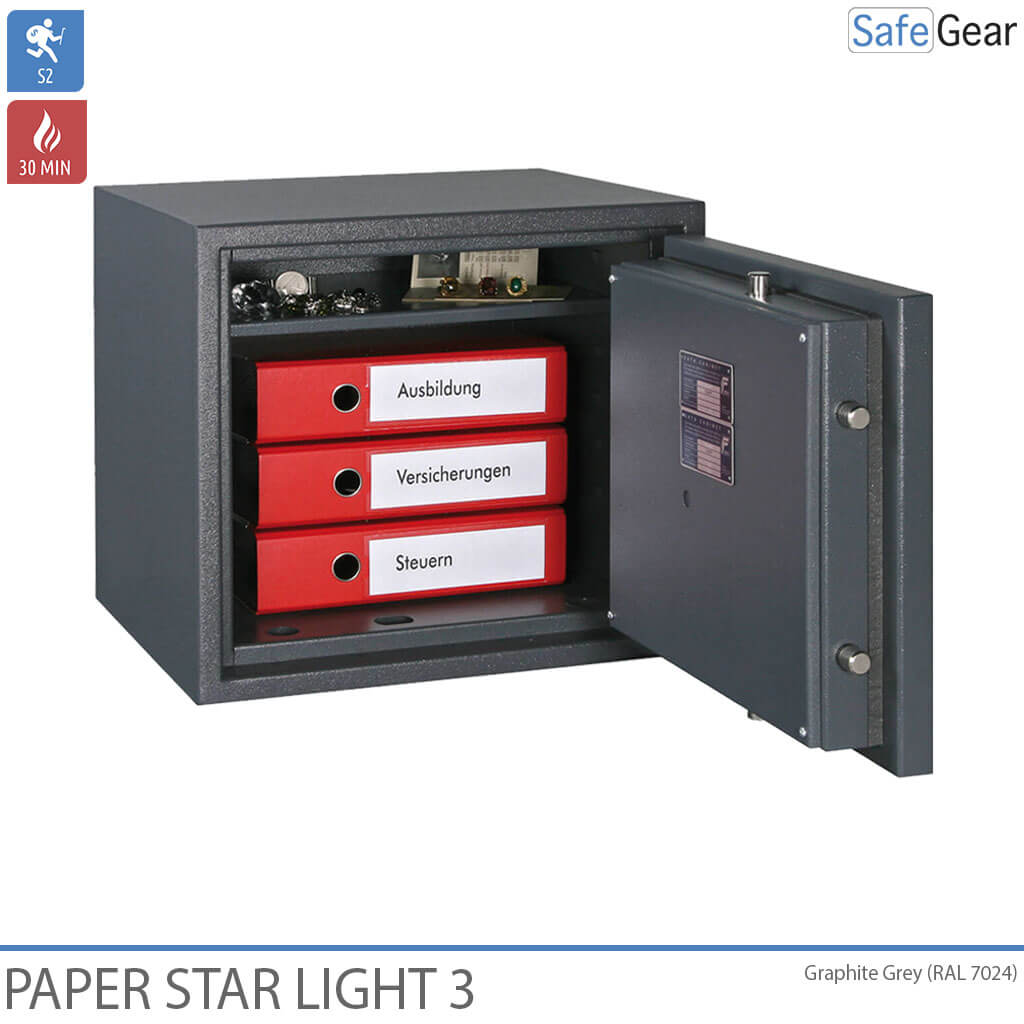 Paper Star Light 3 Cassaforte Ignifuga - 5 Raccoglitori - Test Antifurto Grado S2 / Test Incendio 30 min