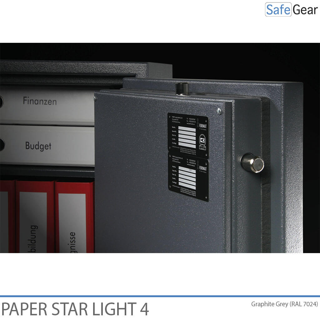 Paper Star Light 4 Cassaforte Ignifuga - 7 Raccoglitori - Test Antifurto Grado S2 / Test Incendio 30 min