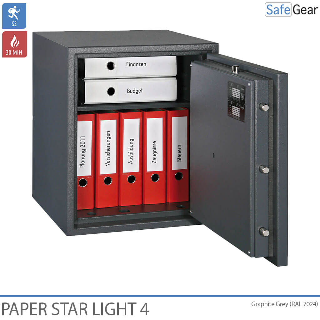 Paper Star Light 4 Cassaforte Ignifuga - 7 Raccoglitori - Test Antifurto Grado S2 / Test Incendio 30 min