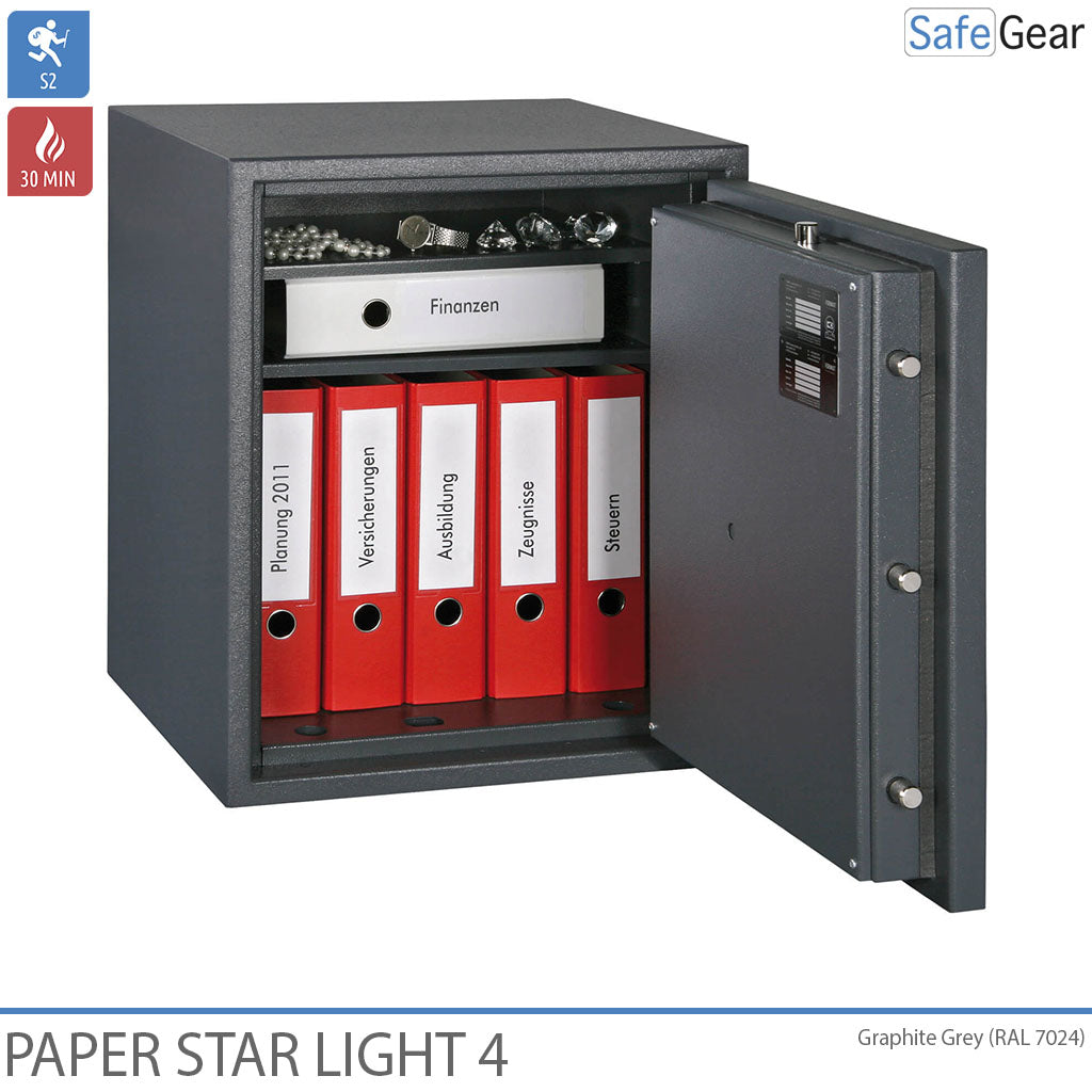 Paper Star Light 4 Cassaforte Ignifuga - 7 Raccoglitori - Test Antifurto Grado S2 / Test Incendio 30 min