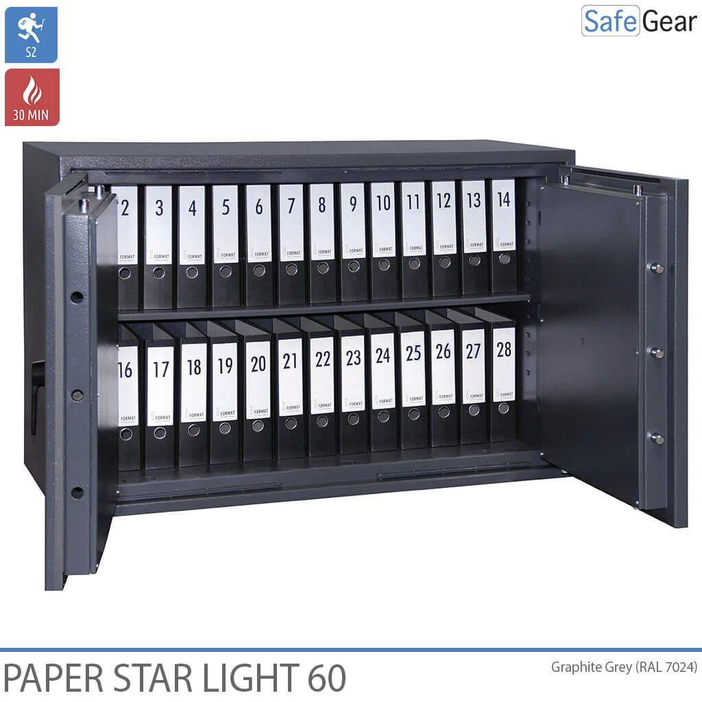 Paper Star Light 60 Cassaforte Documenti - 28 Raccoglitori - Test Antifurto S2 / Test Incendio 30 min