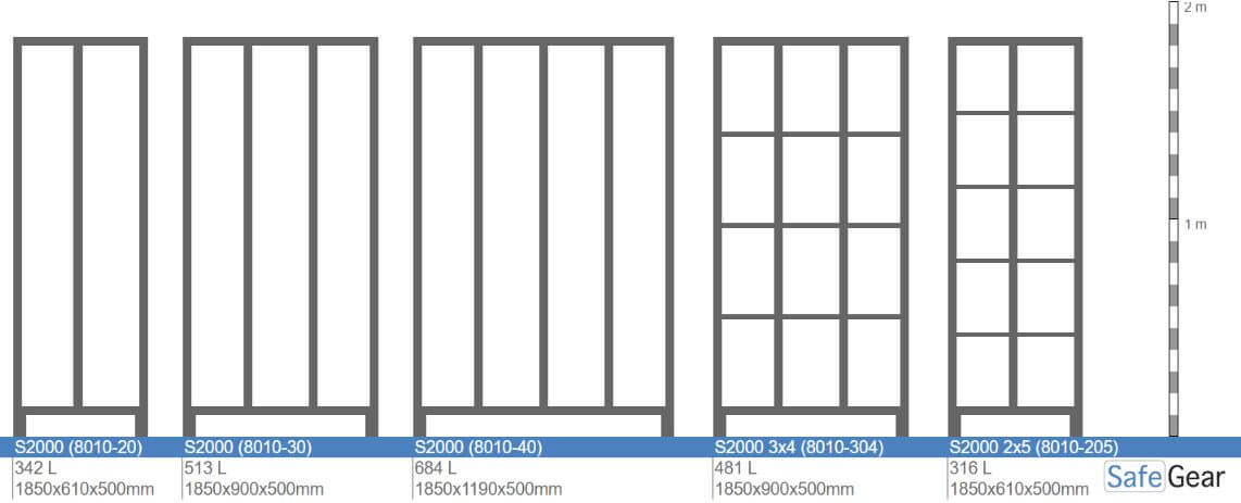 Locker S2000 with 2x2 compartments (8310-20) - padlock
