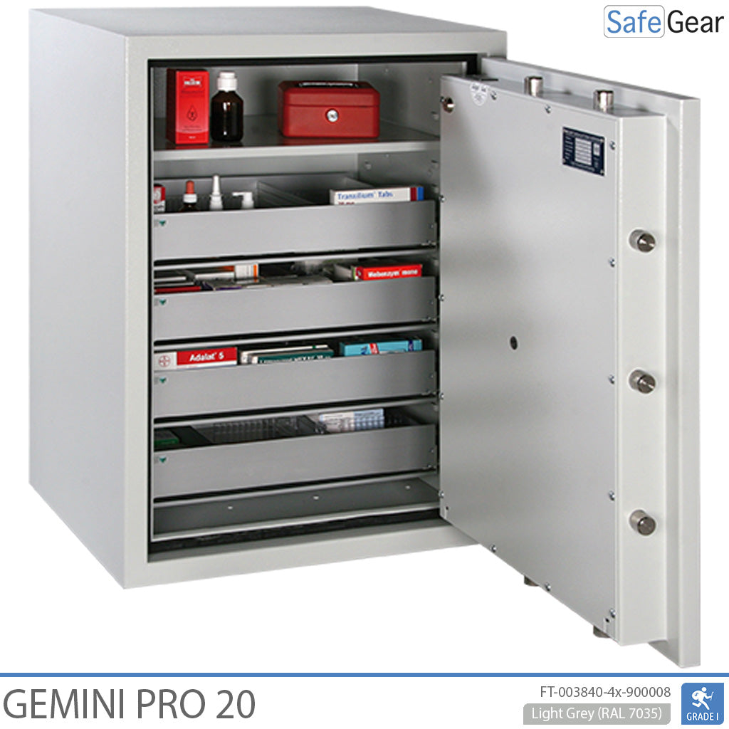 Gemini Pro 20 - Cassaforte per farmacia (141 Litri) - 4 cassetti - Test antieffrazione Grado I