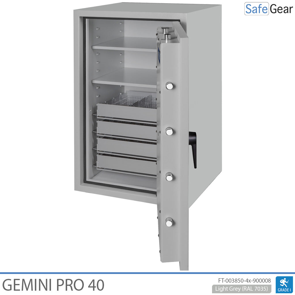 Gemini Pro 40 Cassaforte per farmacia (180 litri) - 4 cassetti - 2 ripiani - Test antieffrazione Grado I - Serratura a chiave