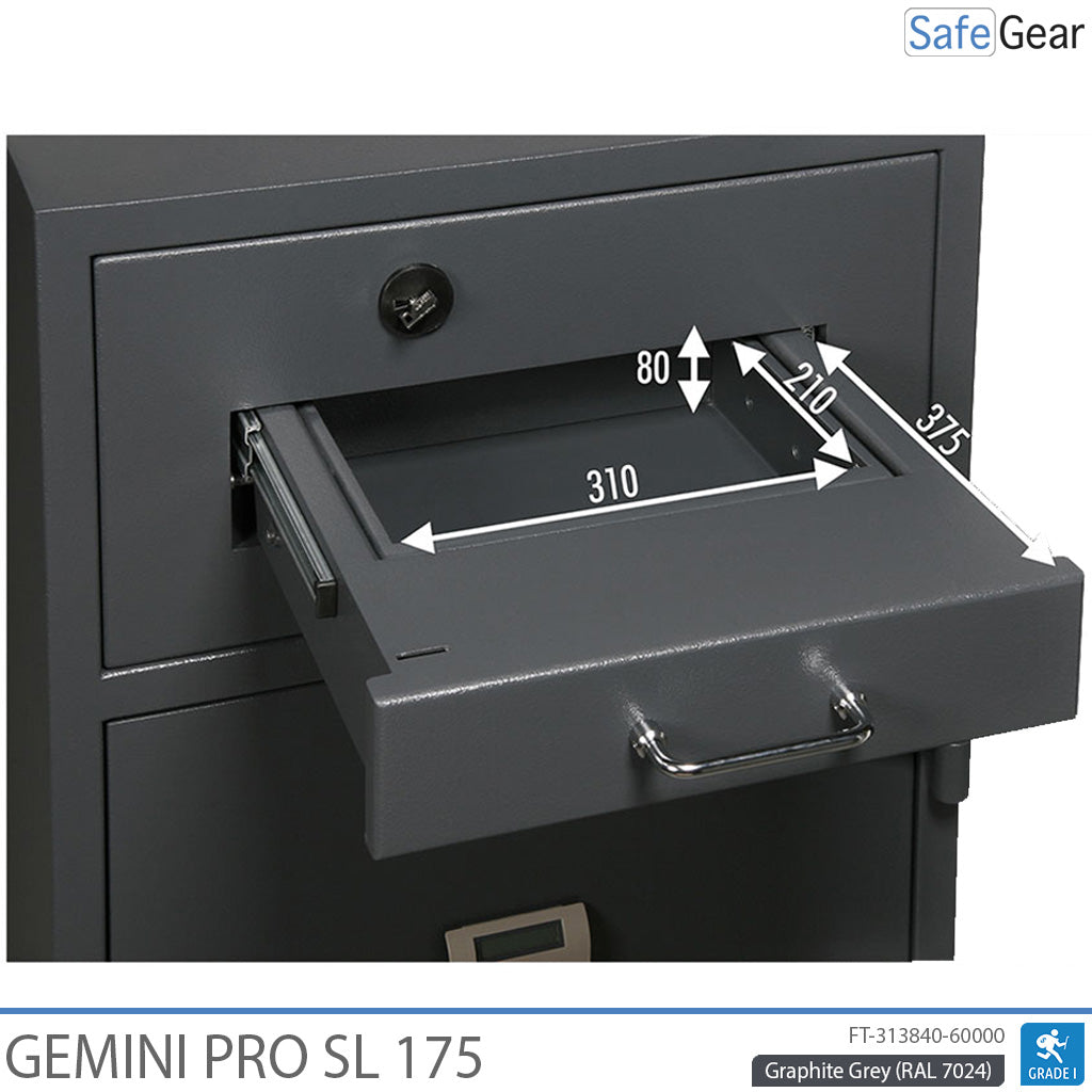 Gemini Pro SL 175 Cassaforte Deposito (205 L) - Test antieffrazione D-I - Serratura a codice con 9 codici utente