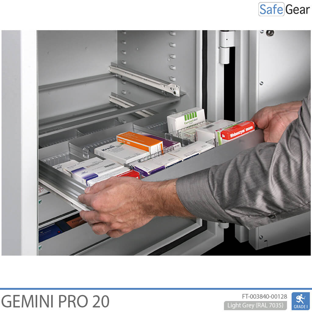 Gemini Pro 20 - Cassaforte per farmacia (141 Litri) - 4 cassetti - Test antieffrazione Grado I
