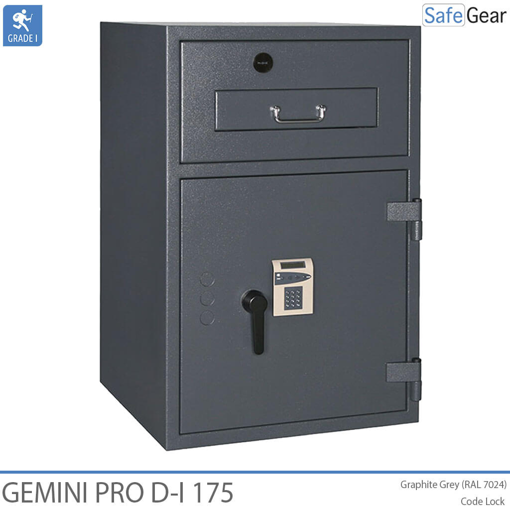 Cassaforte Deposito Gemini Pro D-I 175 (205 L) - Test antieffrazione D-I - Serratura A Codice con 9 codici utente