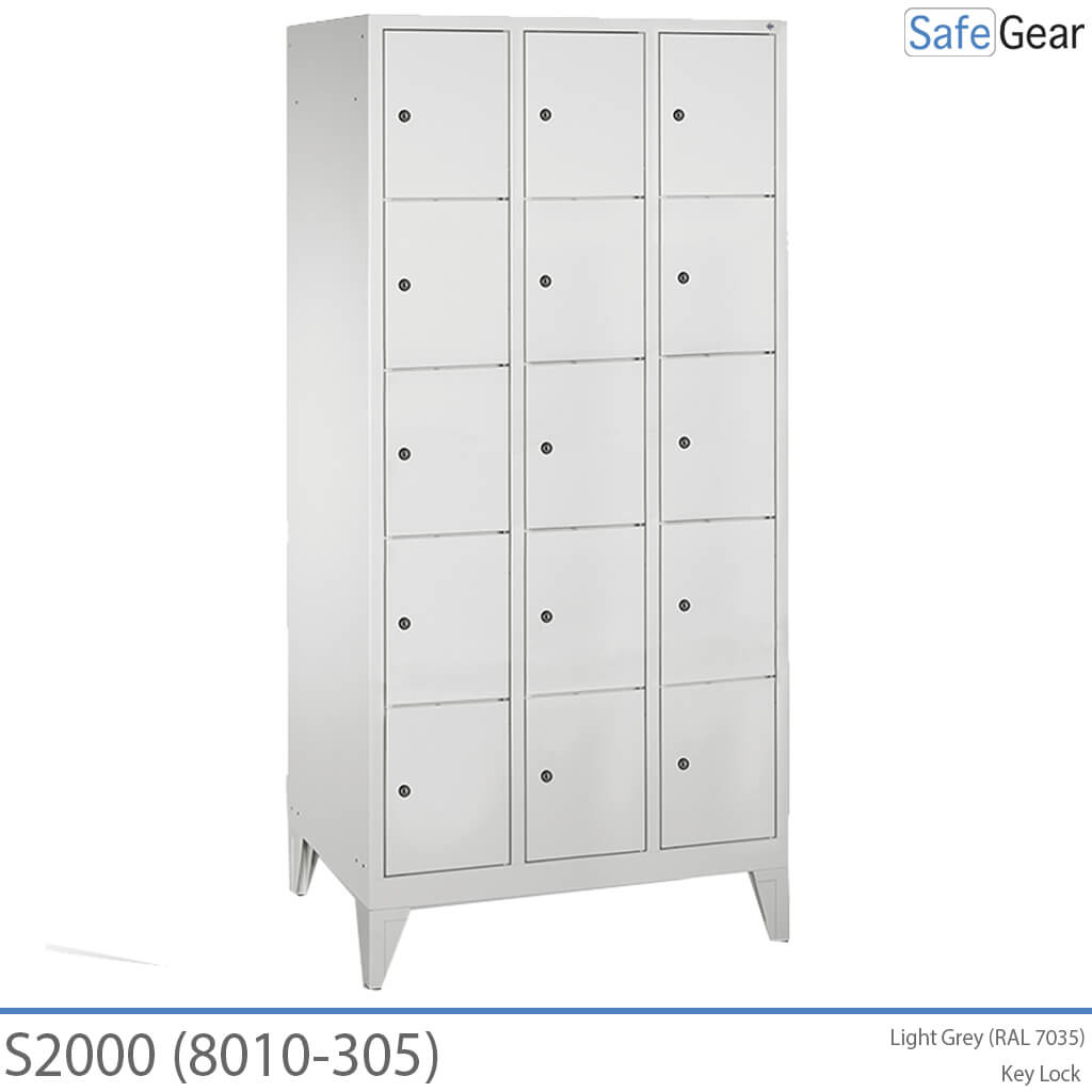 Storage cabinet S2000 with 3x5 compartments (8010-305) - padlock
