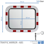 Traffic Mirror - Rectangular - Red/White Frame