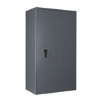 STL AS car key safe in graphite grey, door closed — front three-quarter view with key lock