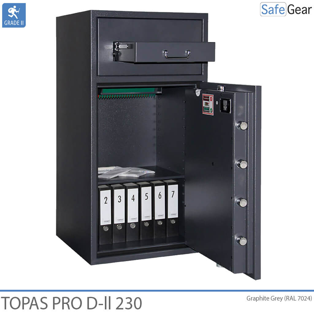 Cassaforte Deposito Topas Pro D-II 230 (229 L) - Test antieffrazione D-II - Serratura A Codice con 9 codici utente