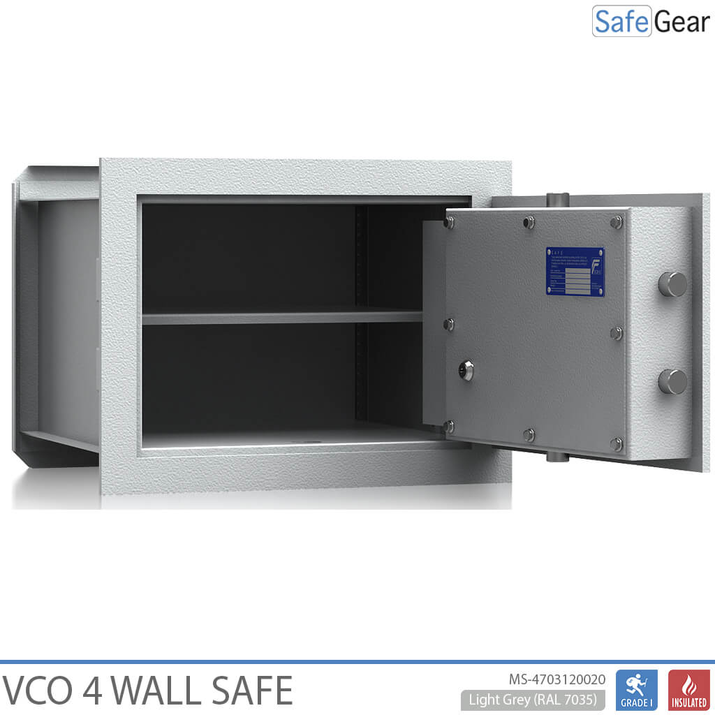 VCO 4 Cassaforte a parete (32 L) - Test antieffrazione Grado 1 - Grigio chiaro - Serratura a chiave