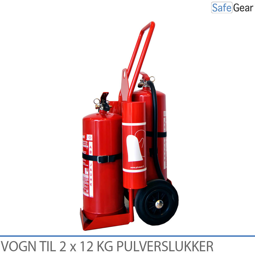 Carrello per due Estintori (12 kg) e Coperta Antincendio / Lavaocchi